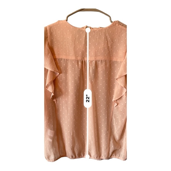 Soho By New York & Co Shirt Women’s Size Large Sheer Blush Pink Polka Dots - Picture 6 of 8